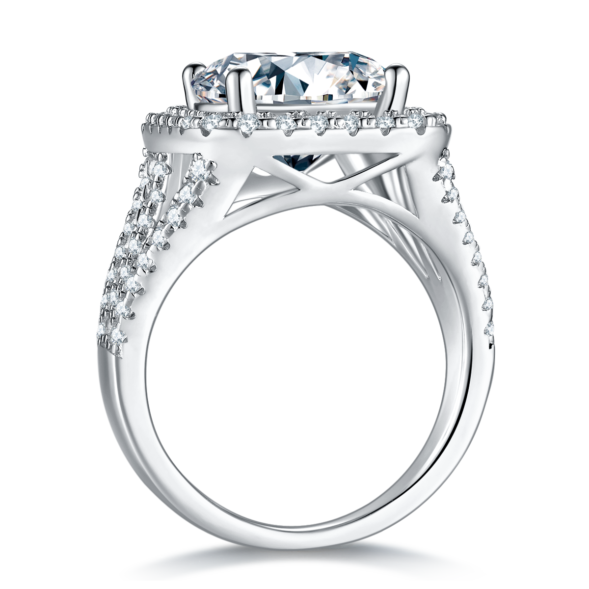 Classic square bag S925 silver plated platinum moissanite diamond women's ring 5.0 carats D-class